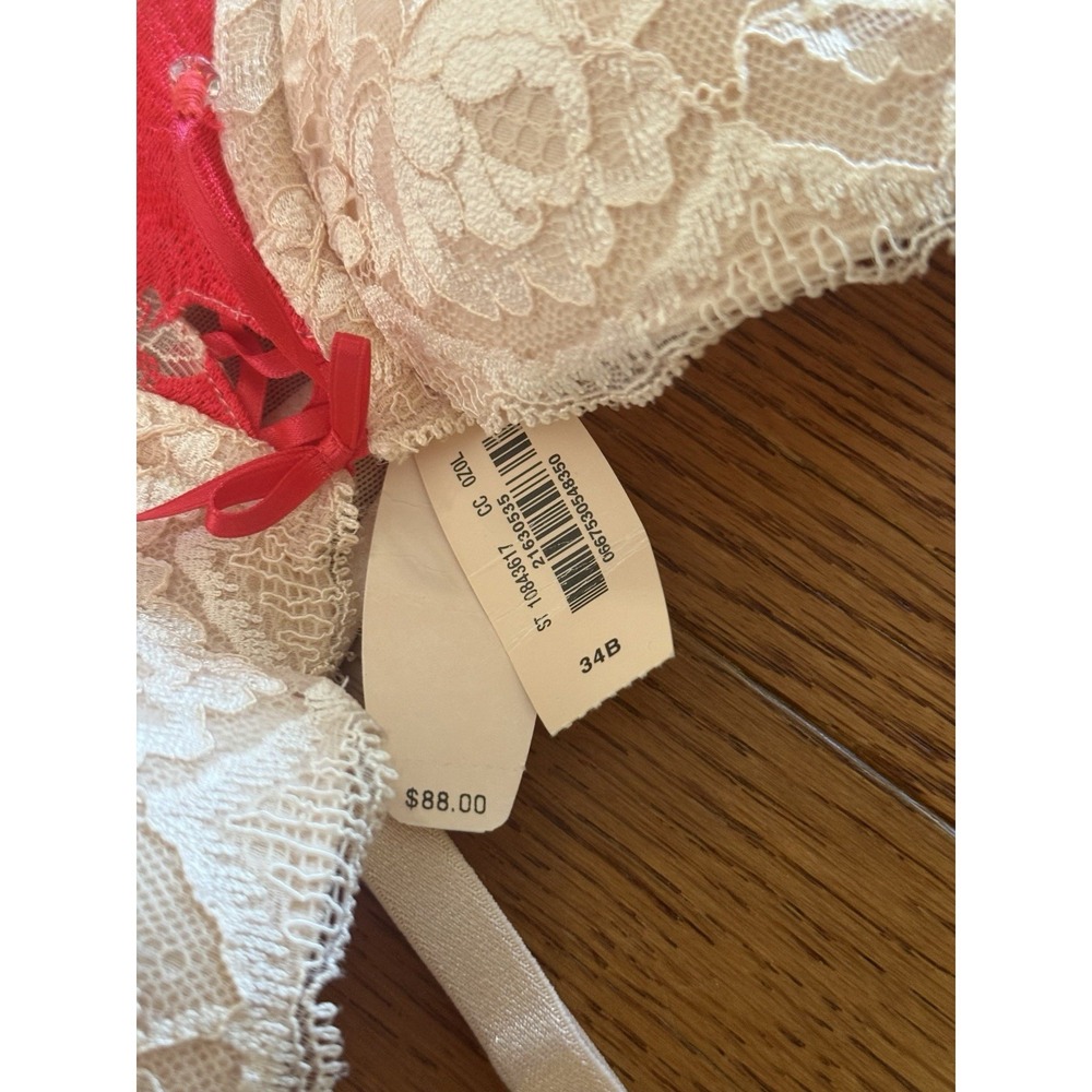 NWT Victoria's Secret 34B Sexy Lingerie Nightie Pink White Floral Lace Sheer - Picture 3 of 8